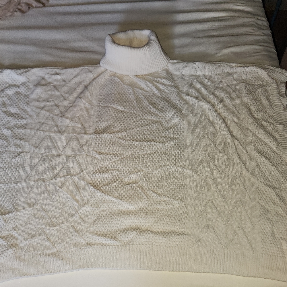 Elegant Cream Turtleneck Poncho